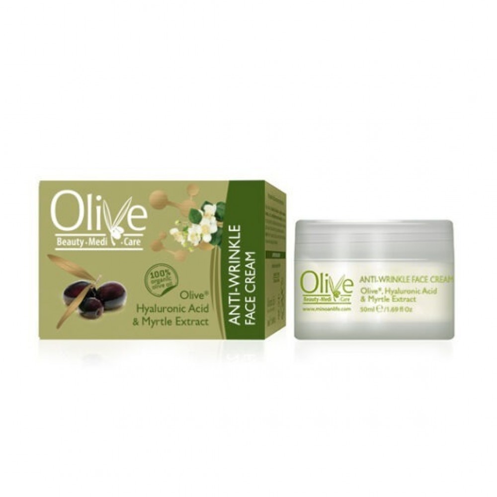 Anti-Wrinkle Face Cream – Organic Olive Oil, Hyaluronic Acid & Myrtle Extract Natural Cosmetics