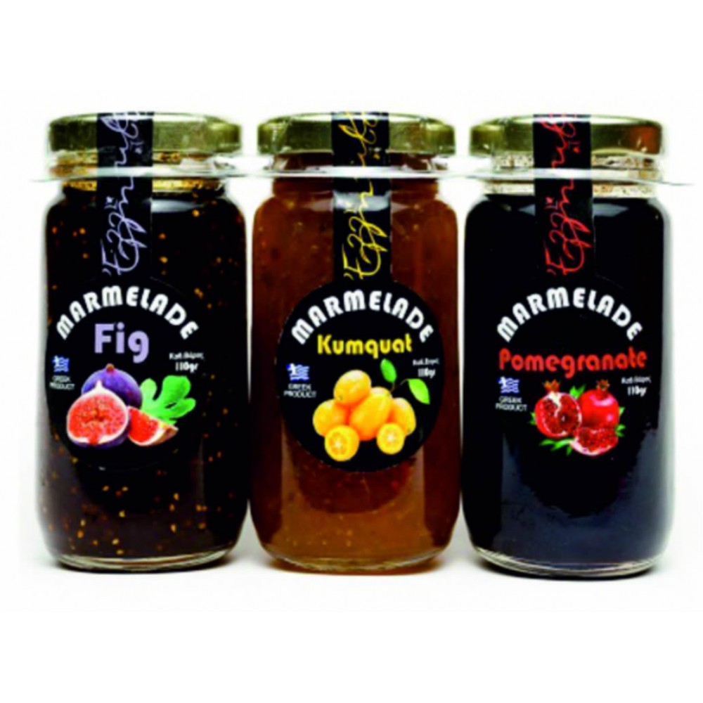 3 different mini jams 3x110g Vassilakis Estate selections