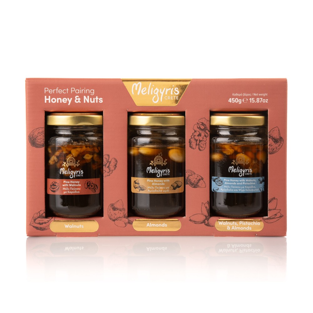 Set Honey with Nuts of 3x150 gr Vassilakis Estate selections