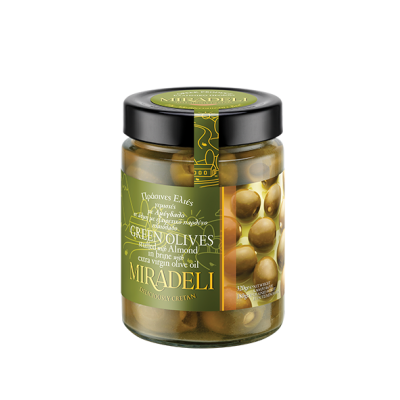 Green olives in brine stuffed with almond (jar) 320gr