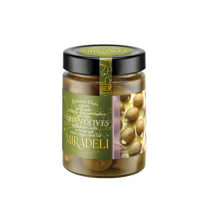 Green olives in brine stuffed with garlic (jar) 320gr