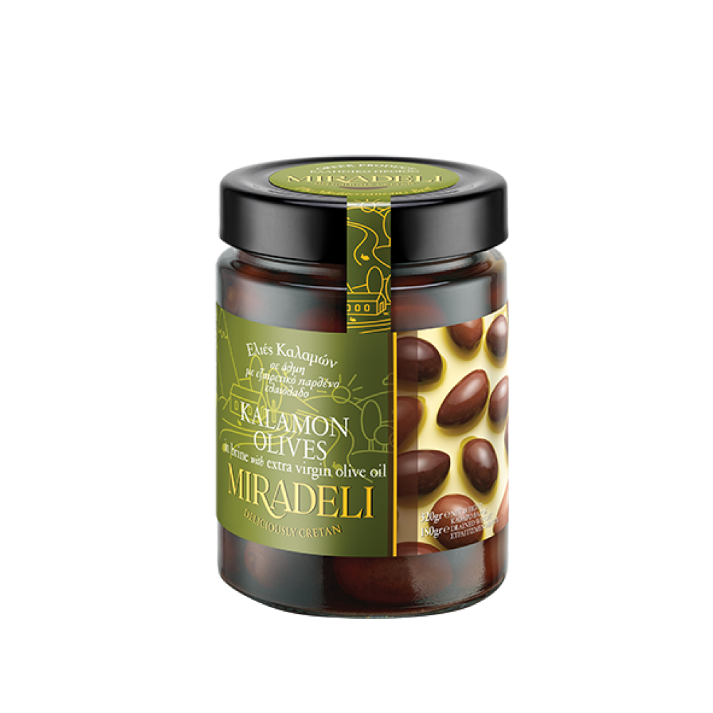 Kalamon olives in brine (jar) 320gr Vassilakis Estate selections