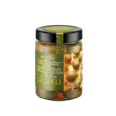 Green olives in brine stuffed with Carrot & Red Pepper (jar) 320gr