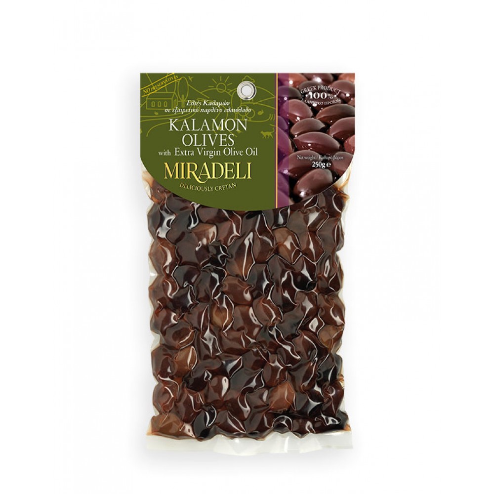 Black Kalamata olives "kalamon" (vacuum pack 250g)                                                               Vassilakis Estate selections