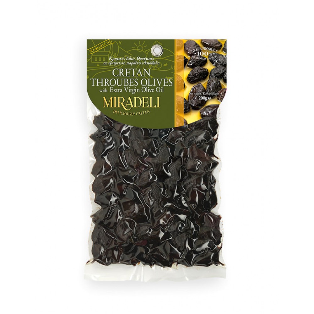 Cretan Throubes olives (vacuum pack 200g Vassilakis Estate selections